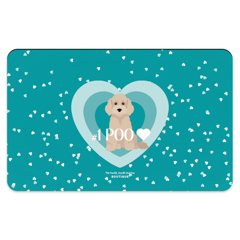 "Love" Pet Placemat - light golden Cockapoo