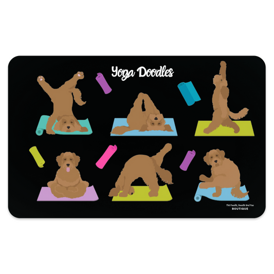 "Yoga Doodles" Pet Placemat in black