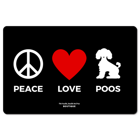 "Peace, Love, Poos" desk pad