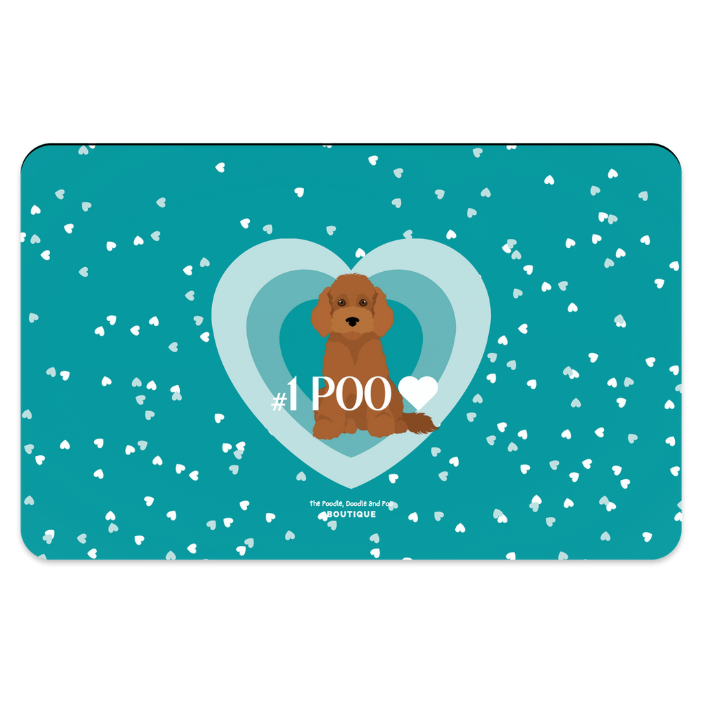 "Love" Pet Placemat - red Cockapoo