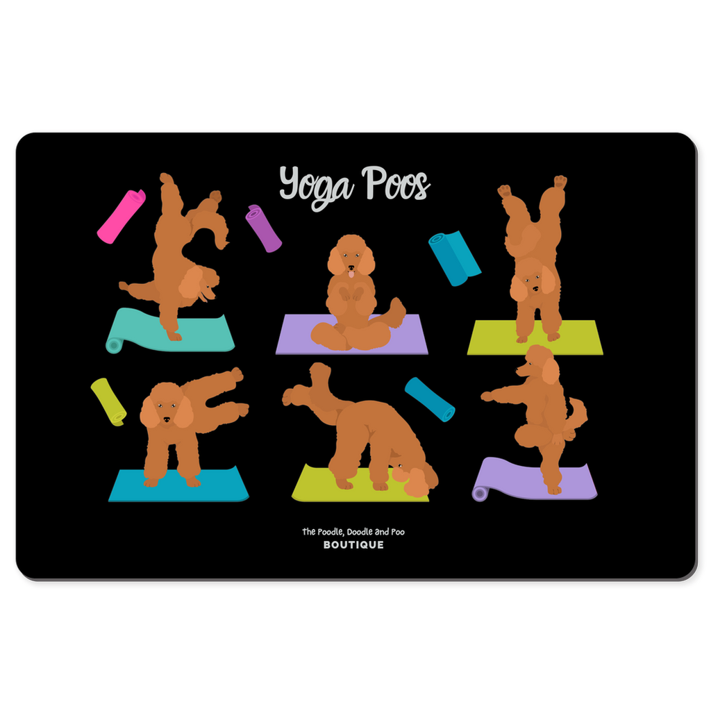 "Yoga Poodles" desk pad - black
