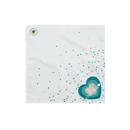 "Love" All-over print dog bandana in grey - white / light Poochon