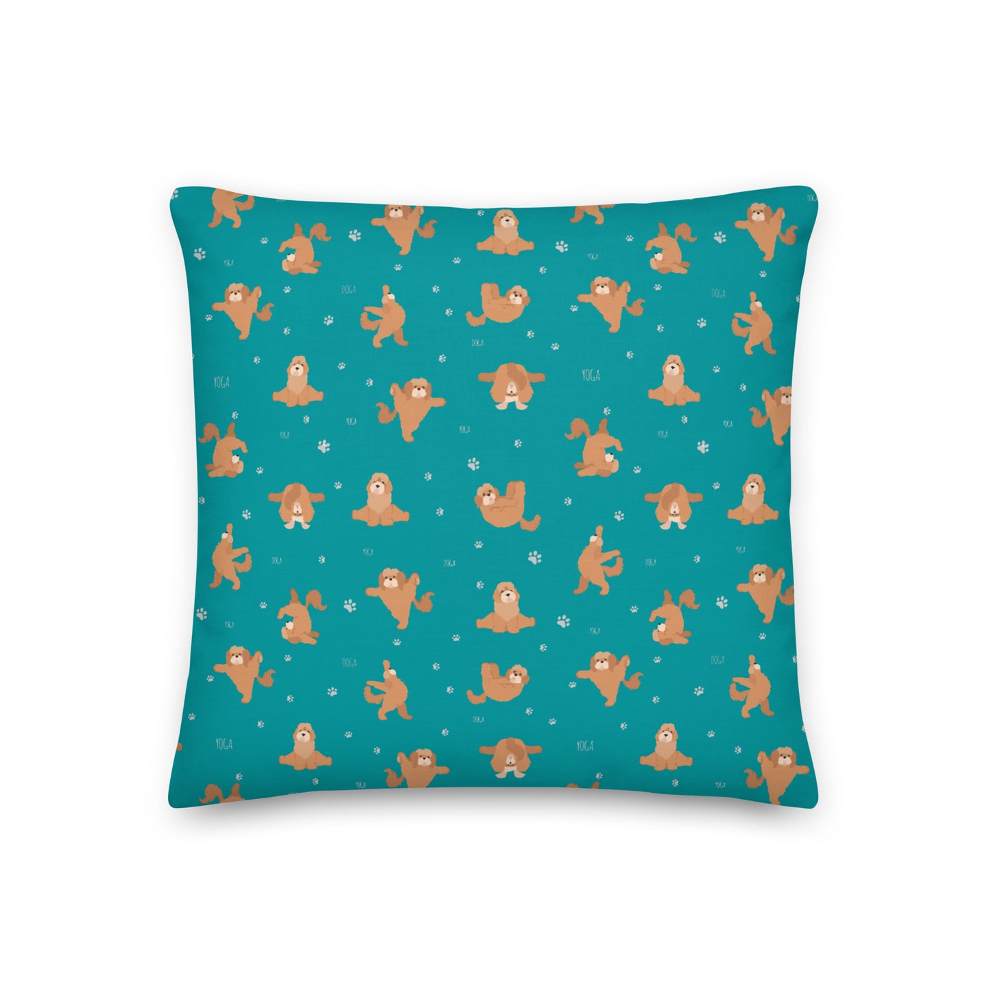 "Yoga Poos" Premium Pillow in teal