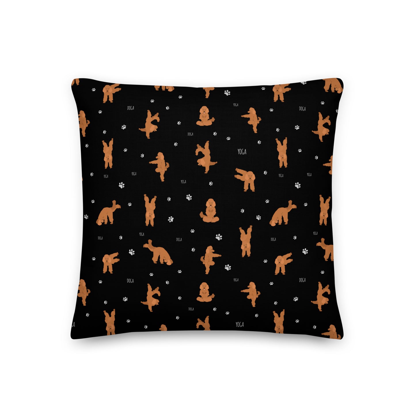 "Yoga Poodles" Premium Pillow - black