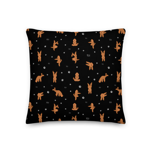 "Yoga Poodles" Premium Pillow - black