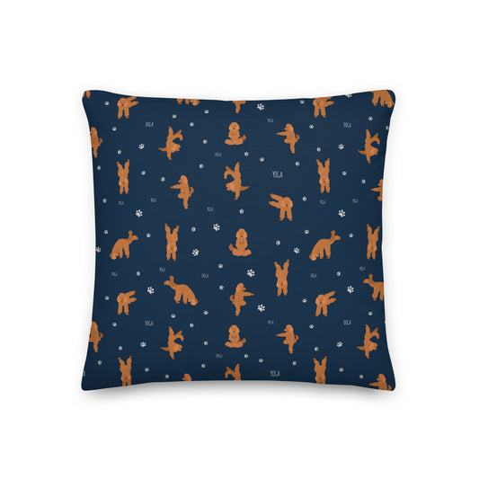 "Yoga Poodles" Premium Pillow - navy