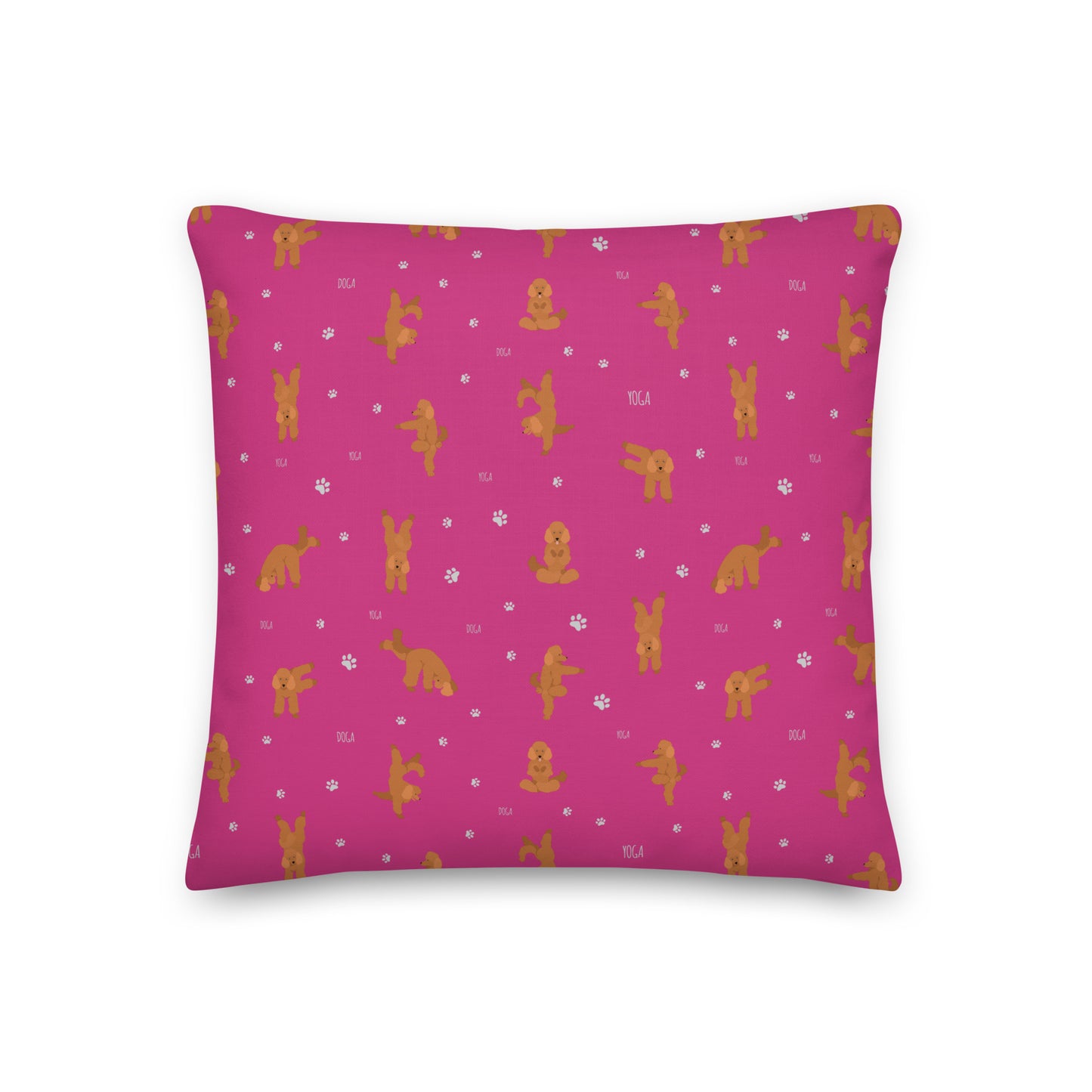 "Yoga Poodles" Premium Pillow - pink