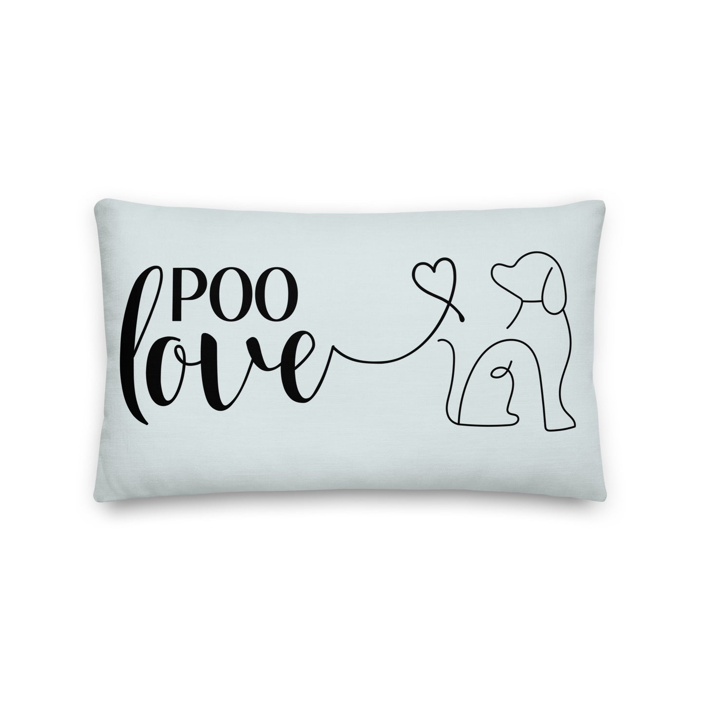 "Poo Love" premium reversible cushion in light teal