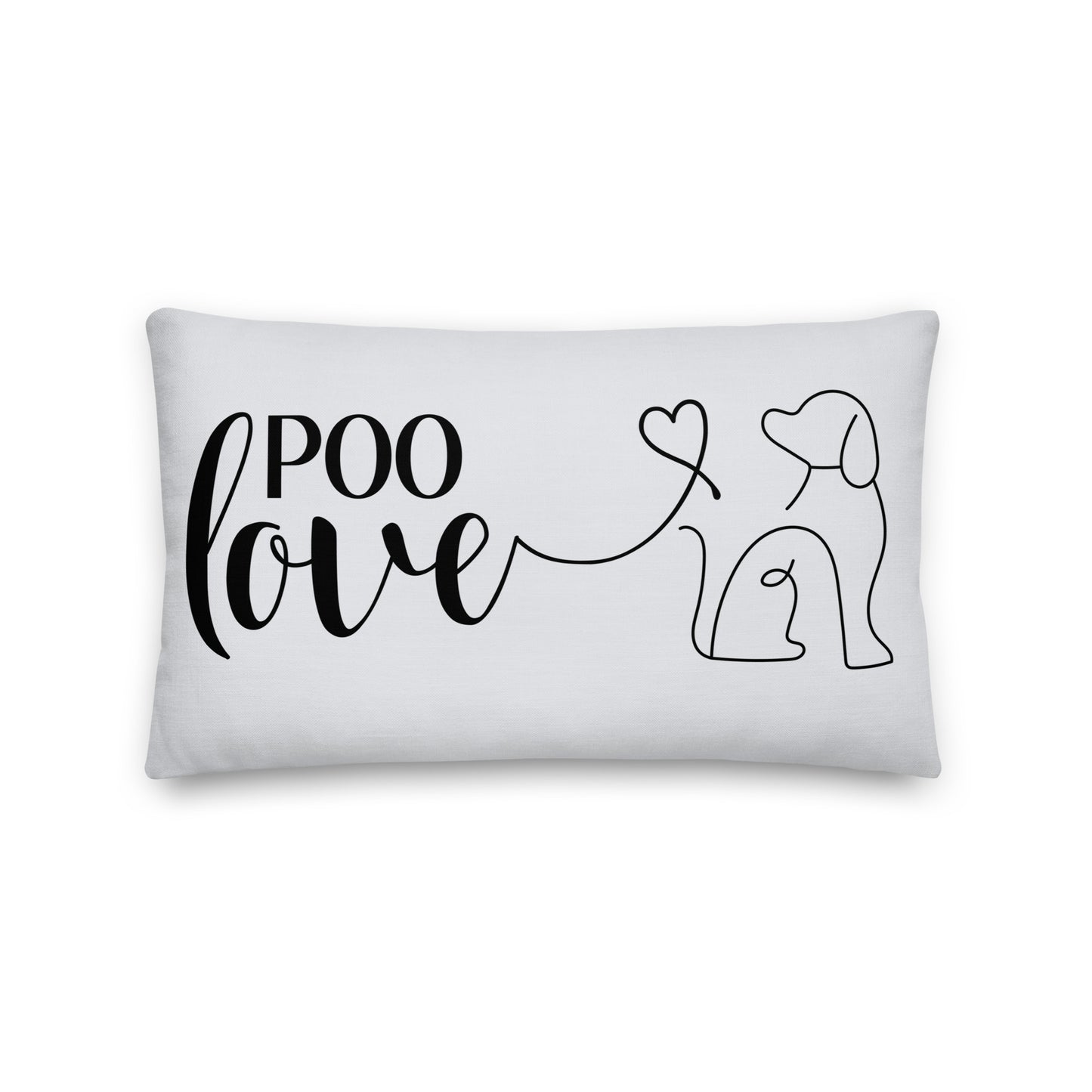 "Poo Love" premium reversible cushion in light grey