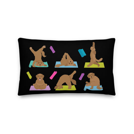 "Yoga Doodles" Premium Pillow - black