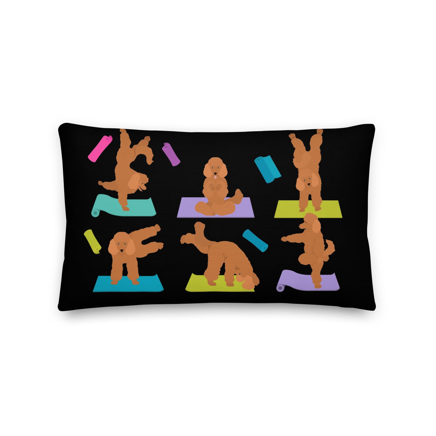 "Yoga Poodles" Premium Pillow - black