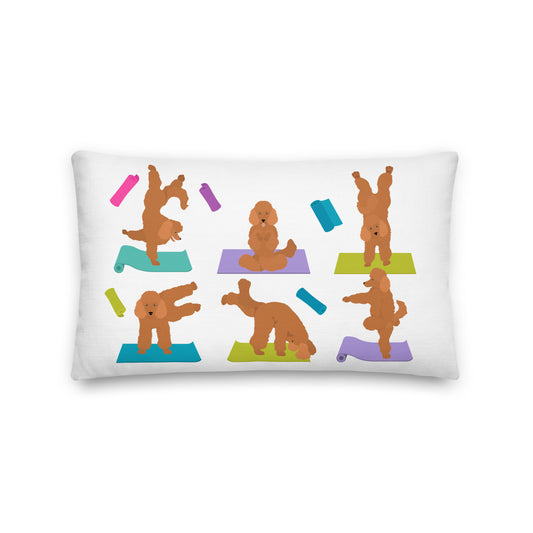 "Yoga Poodles" Premium Pillow - white