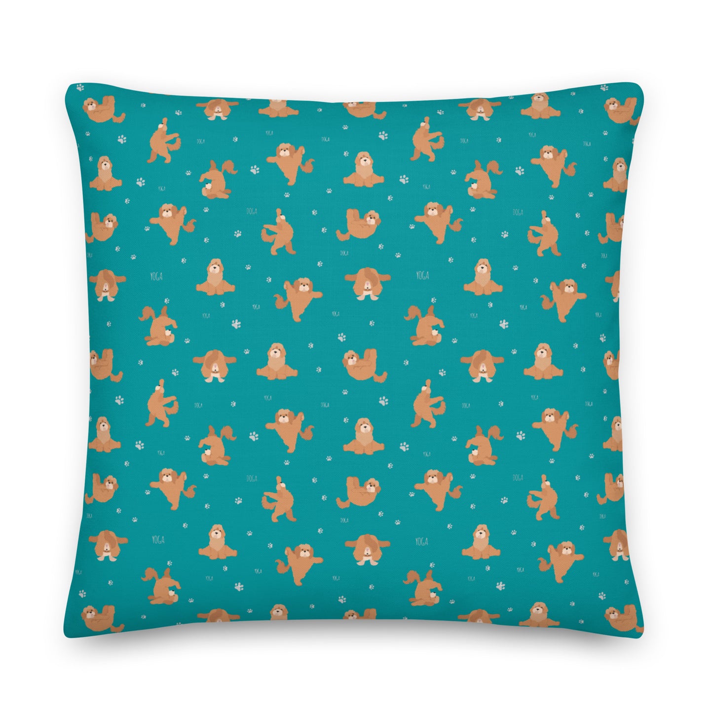 "Yoga Poos" Premium Pillow in teal