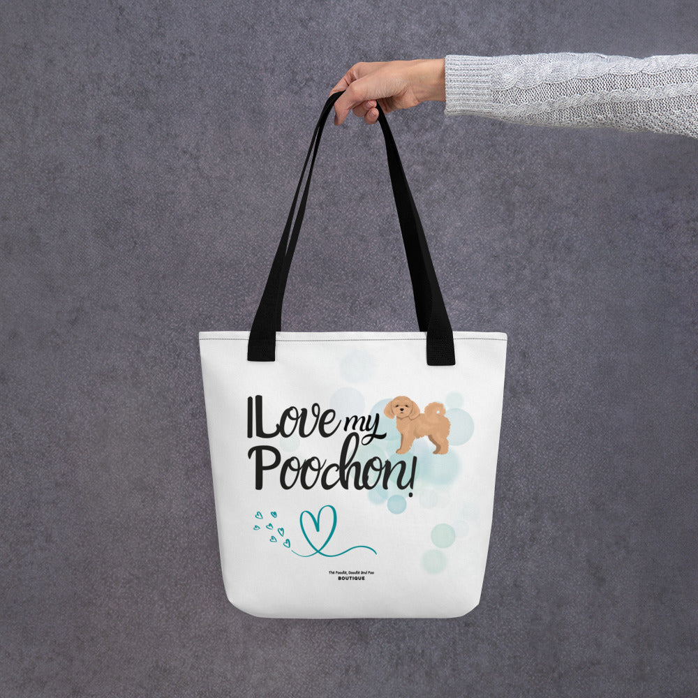 "I Love My Poochon" Tote bag - apricot Poochon