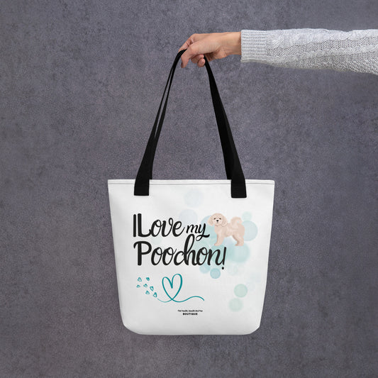 "I Love My Poochon" Tote bag - light / white Poochon