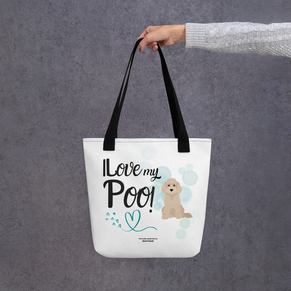 "I Love My Poo" Tote bag - light golden Cockapoo
