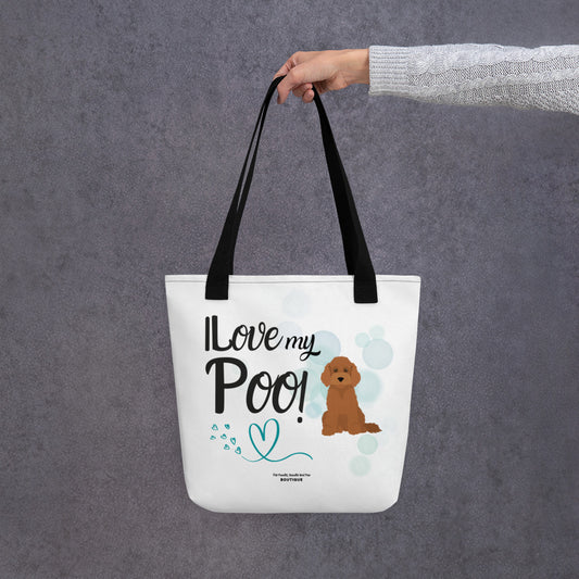 "I Love My Poo" Tote bag - red Cockapoo