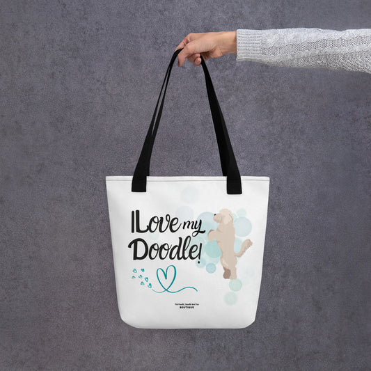 "I Love My Doodle" Tote bag - light golden Doodle