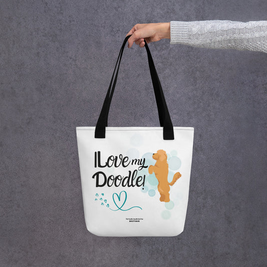 "I Love My Doodle" Tote bag - red golden Doodle