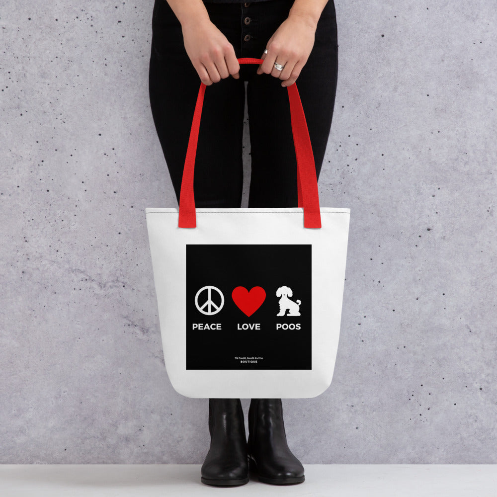 "Peace, Love, Poos" Tote bag