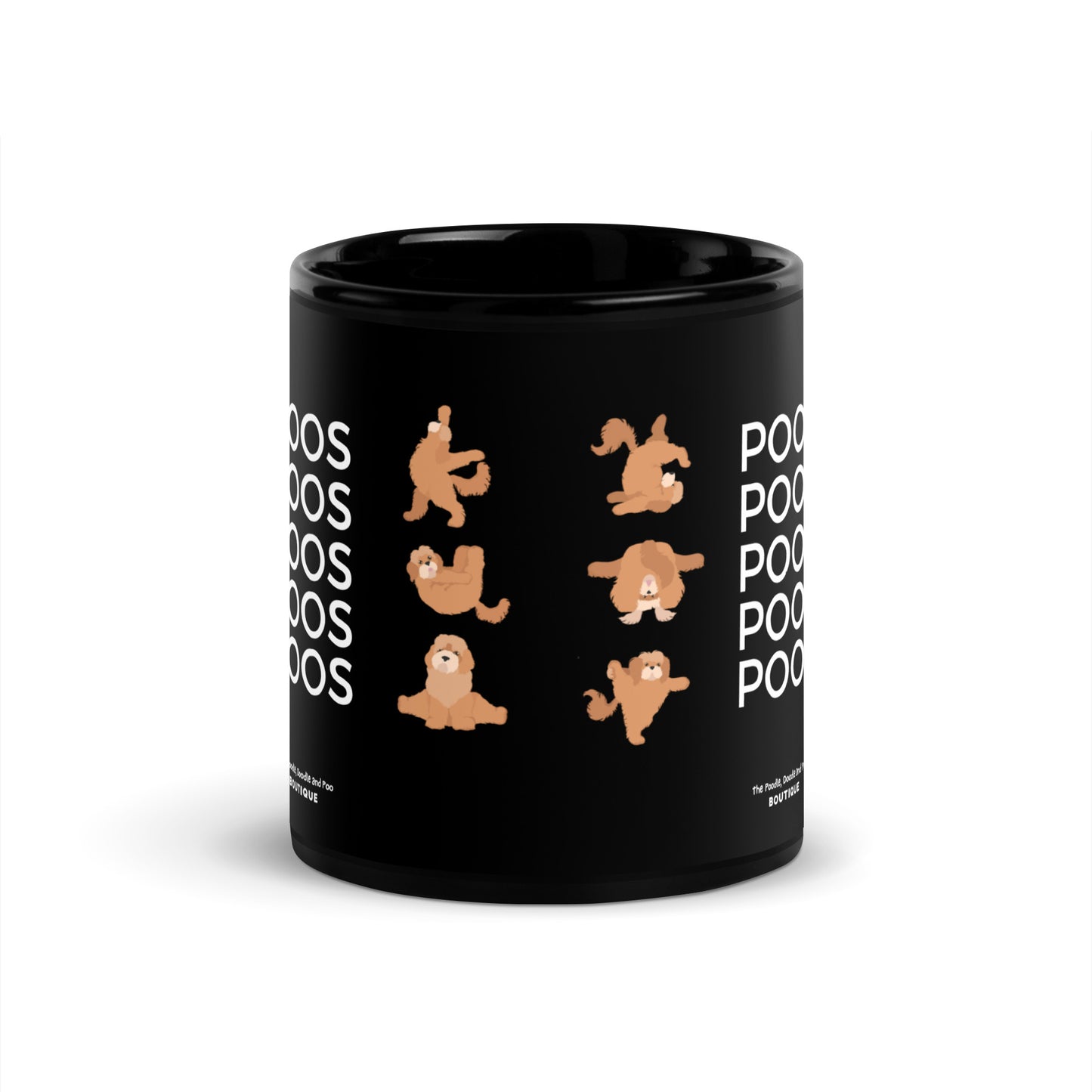 "Yoga Poos" Black Glossy Mug