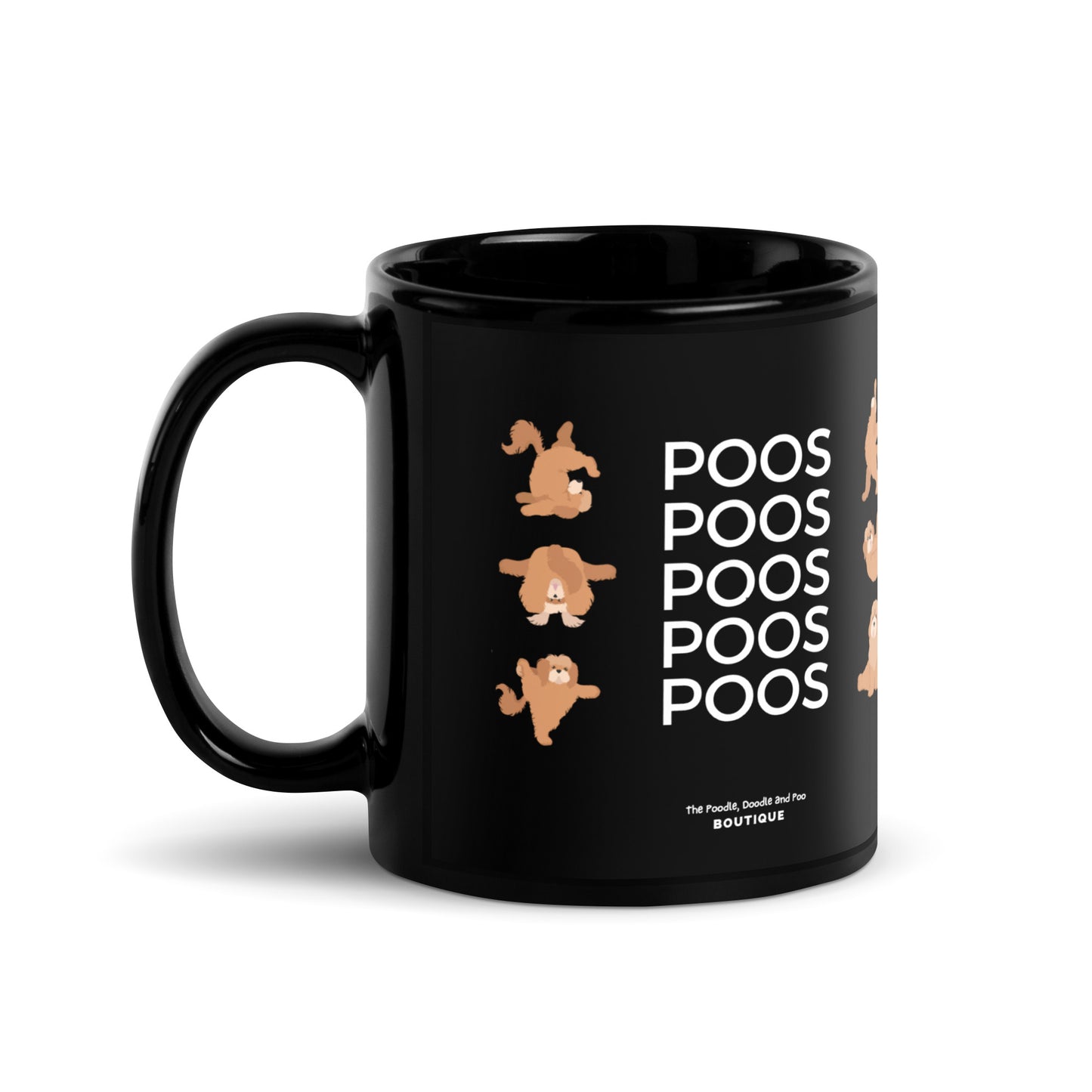 "Yoga Poos" Black Glossy Mug