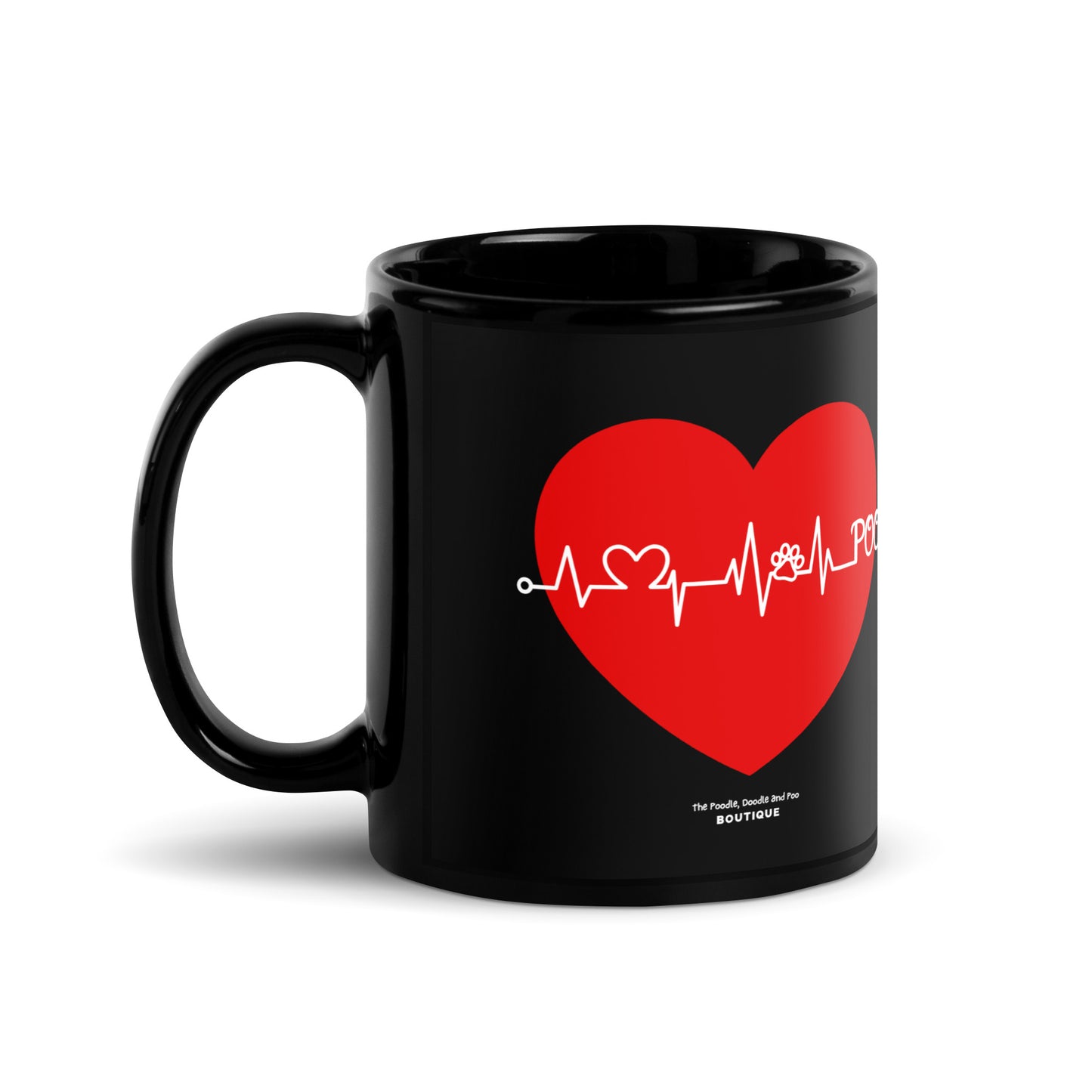 "Heartbeat" Poo Black Glossy Mug