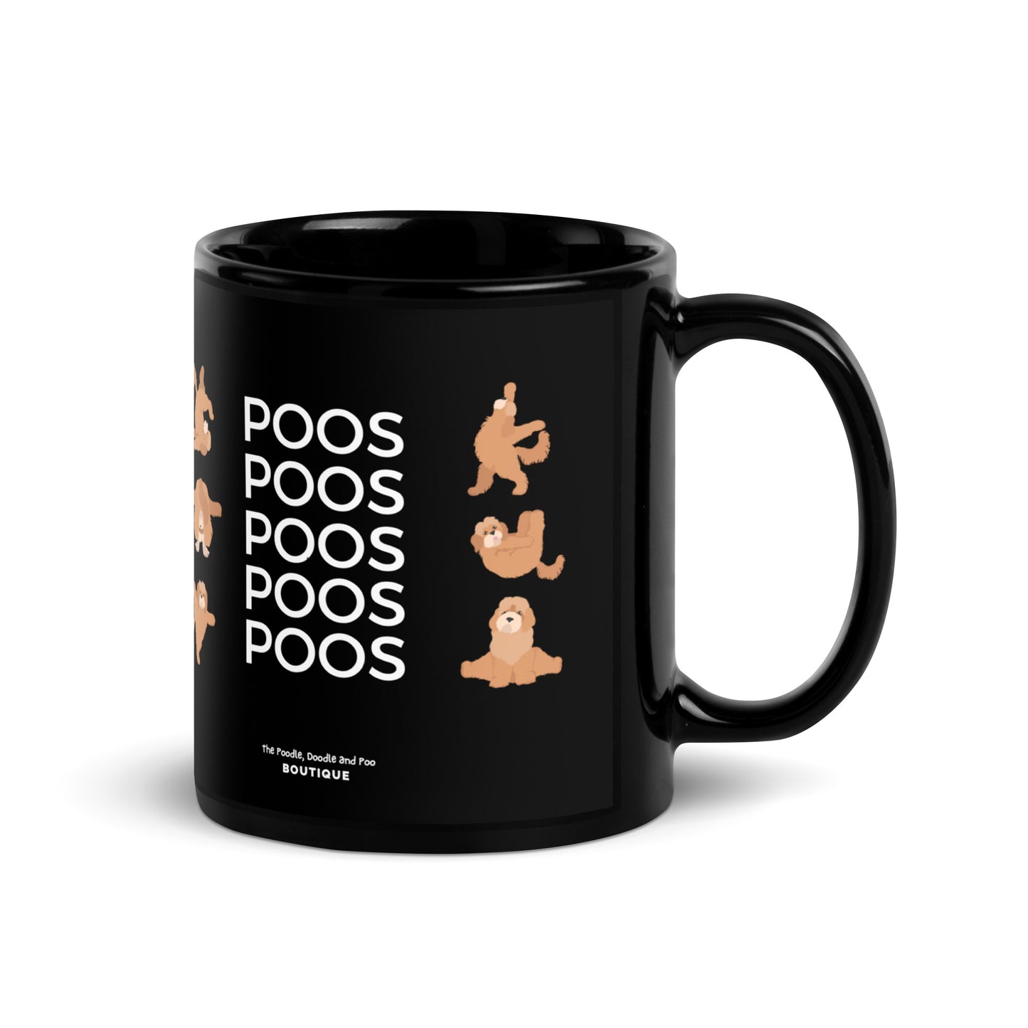 "Yoga Poos" Black Glossy Mug