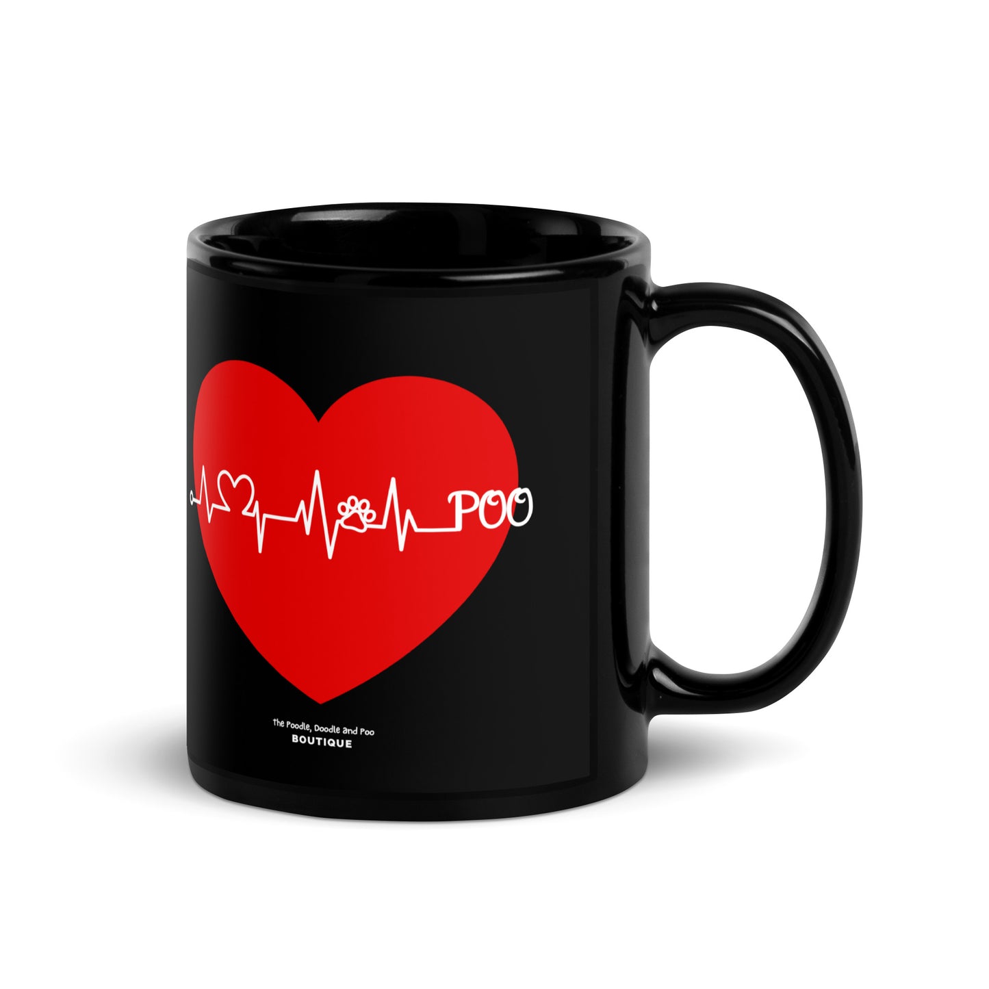 "Heartbeat" Poo Black Glossy Mug