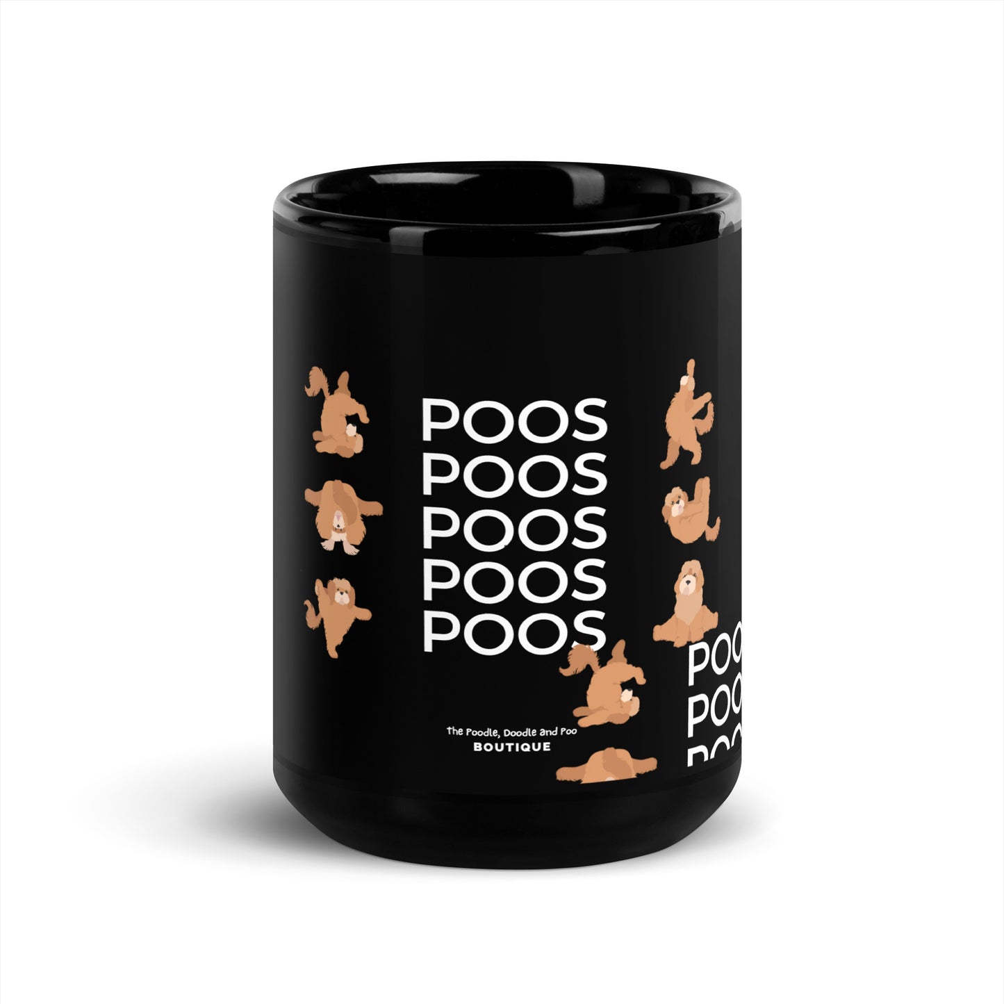 "Yoga Poos" Black Glossy Mug