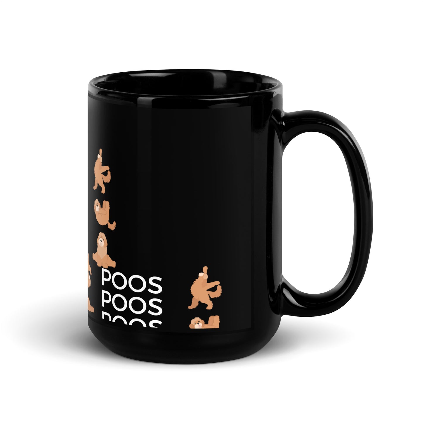 "Yoga Poos" Black Glossy Mug