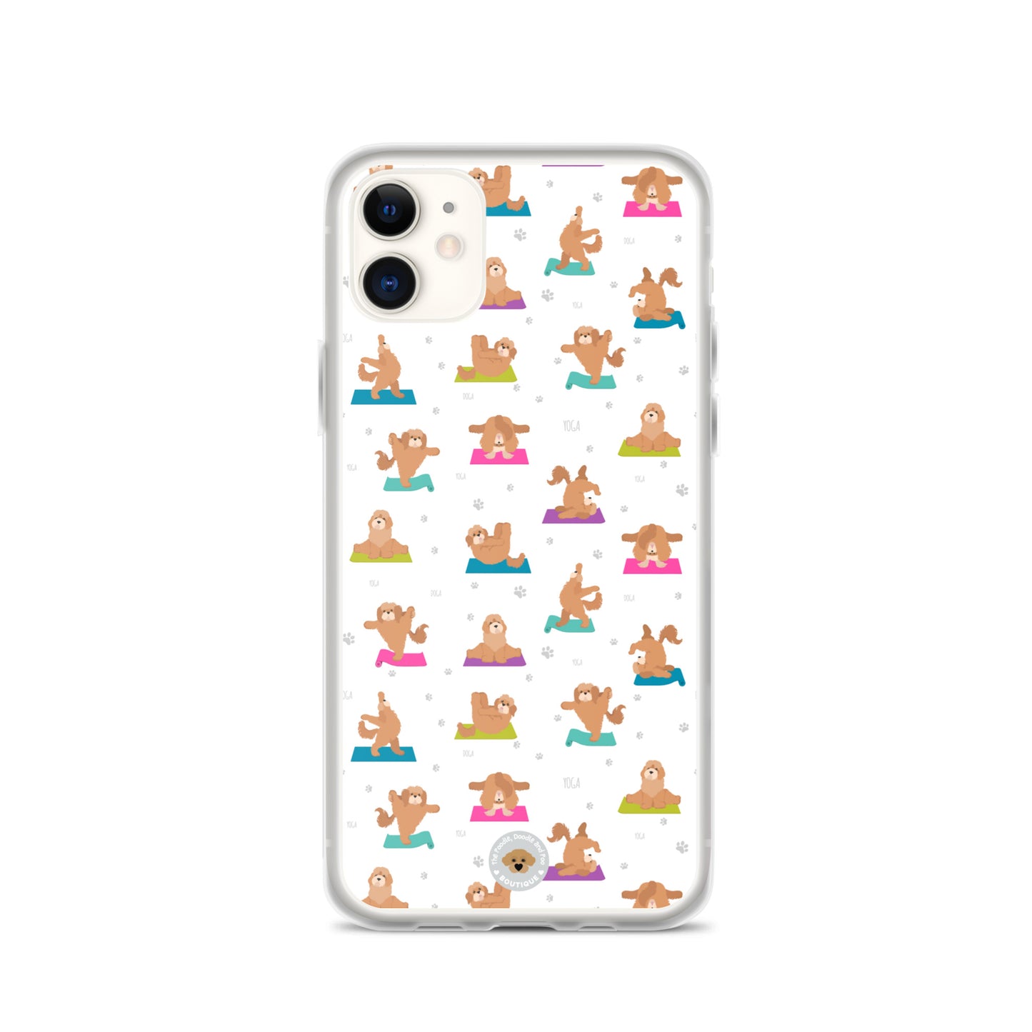 "Yoga Poos" Clear Case for iPhone® - multi-coloured on white