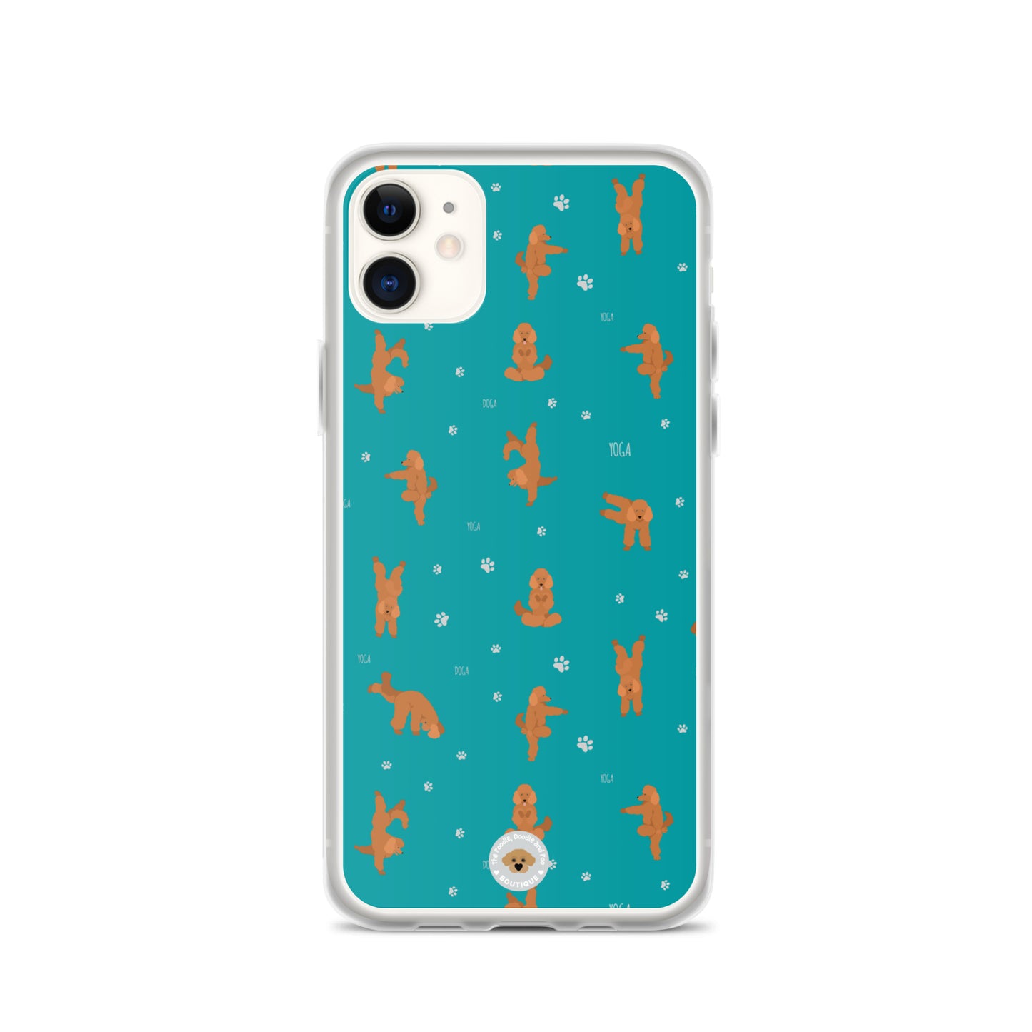 "Yoga Poodles" Clear Case for iPhone® - teal