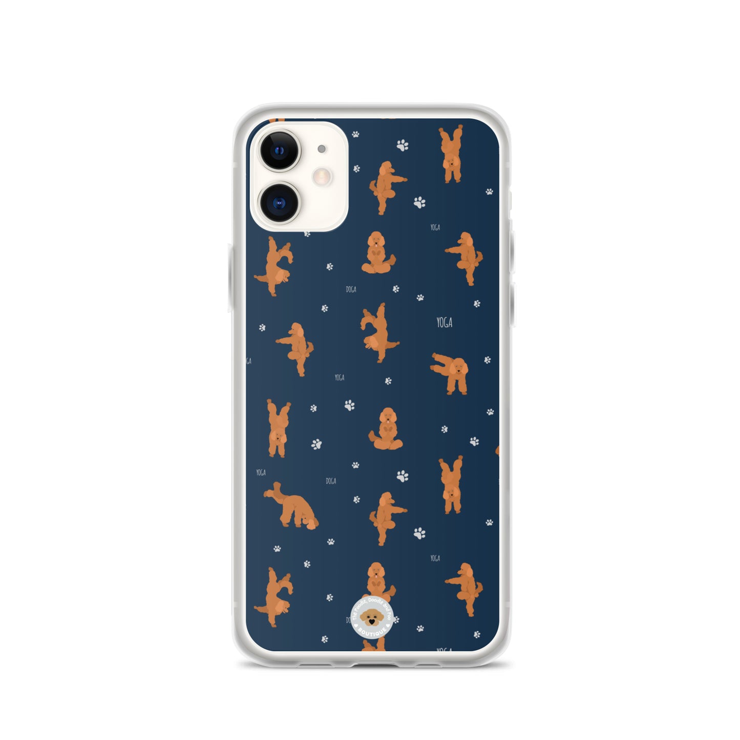 "Yoga Poodles" Clear Case for iPhone® - navy