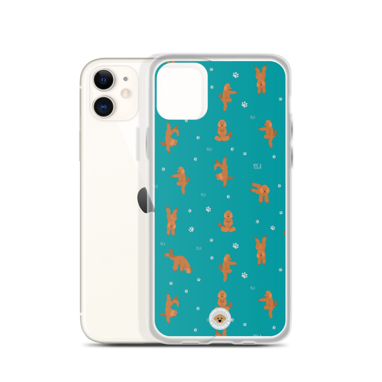 "Yoga Poodles" Clear Case for iPhone® - teal