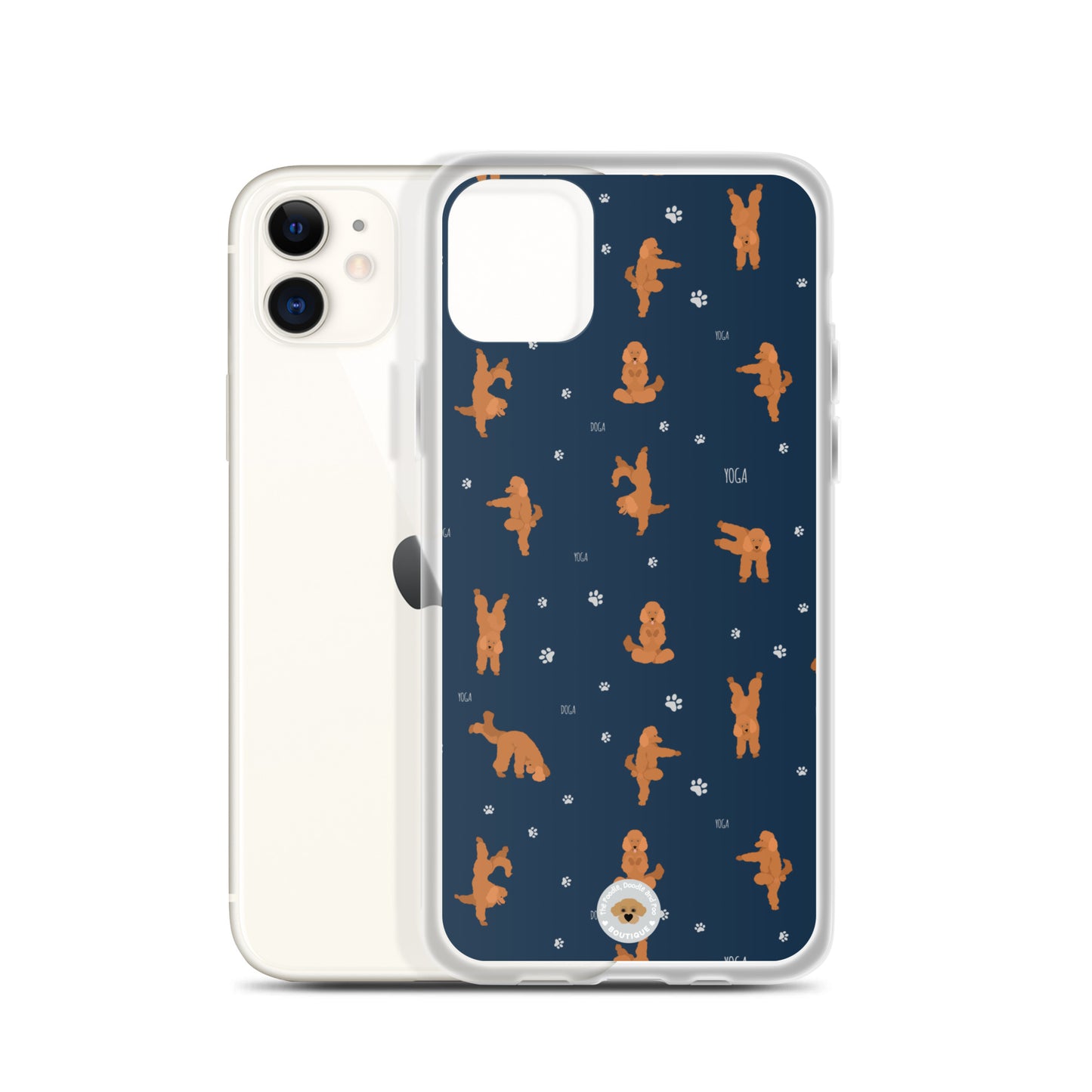 "Yoga Poodles" Clear Case for iPhone® - navy