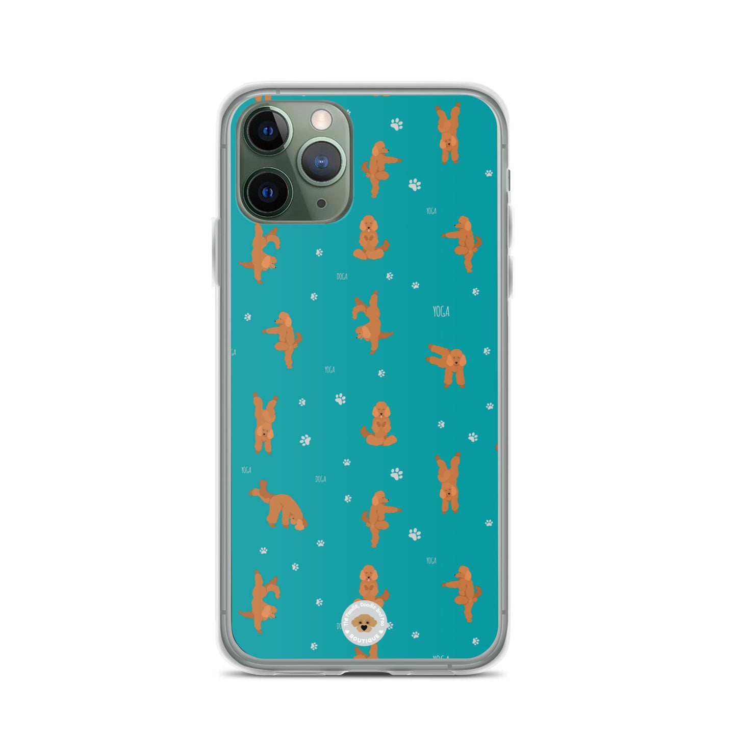 "Yoga Poodles" Clear Case for iPhone® - teal