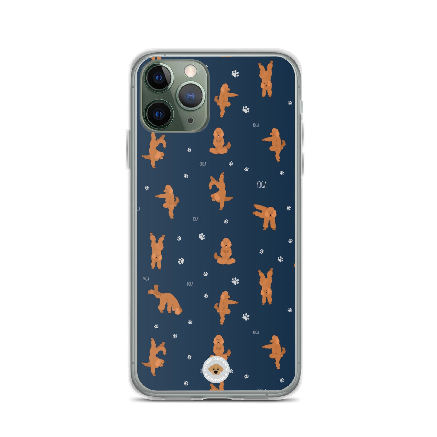 "Yoga Poodles" Clear Case for iPhone® - navy