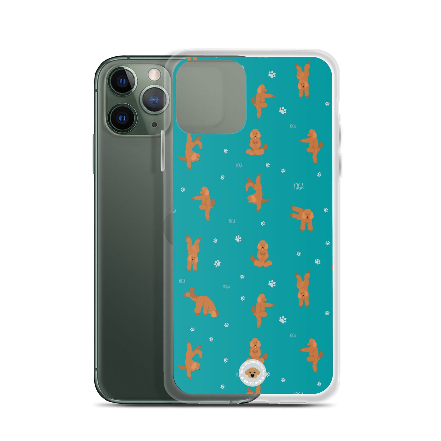 "Yoga Poodles" Clear Case for iPhone® - teal