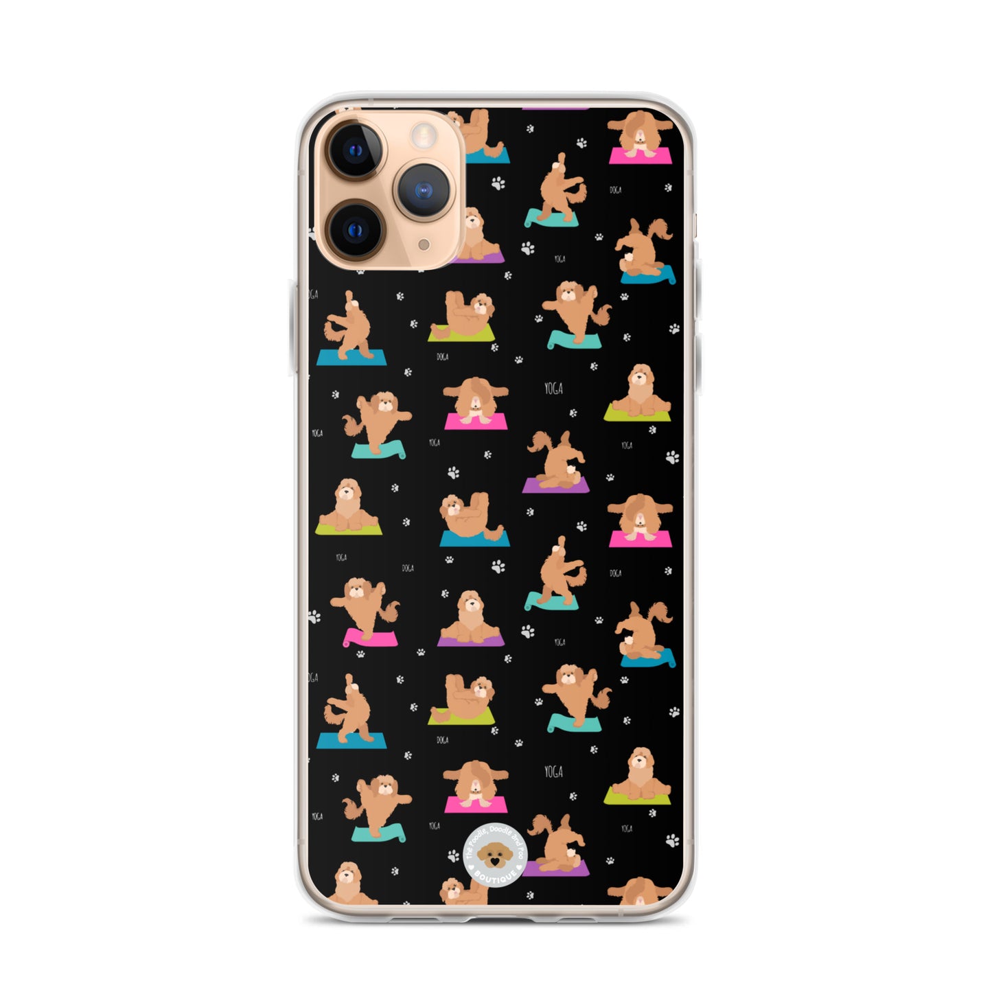 "Yoga Poos" Clear Case for iPhone® - mutli-coloured on black