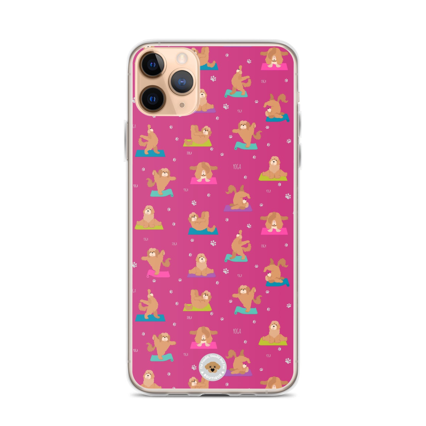 "Yoga Poos" Clear Case for iPhone® - multicoloured on pink