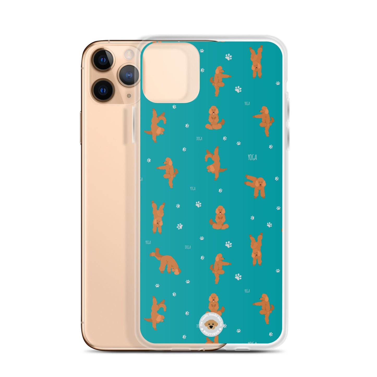 "Yoga Poodles" Clear Case for iPhone® - teal