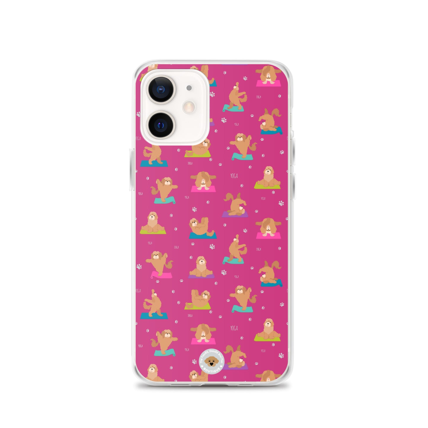 "Yoga Poos" Clear Case for iPhone® - multicoloured on pink