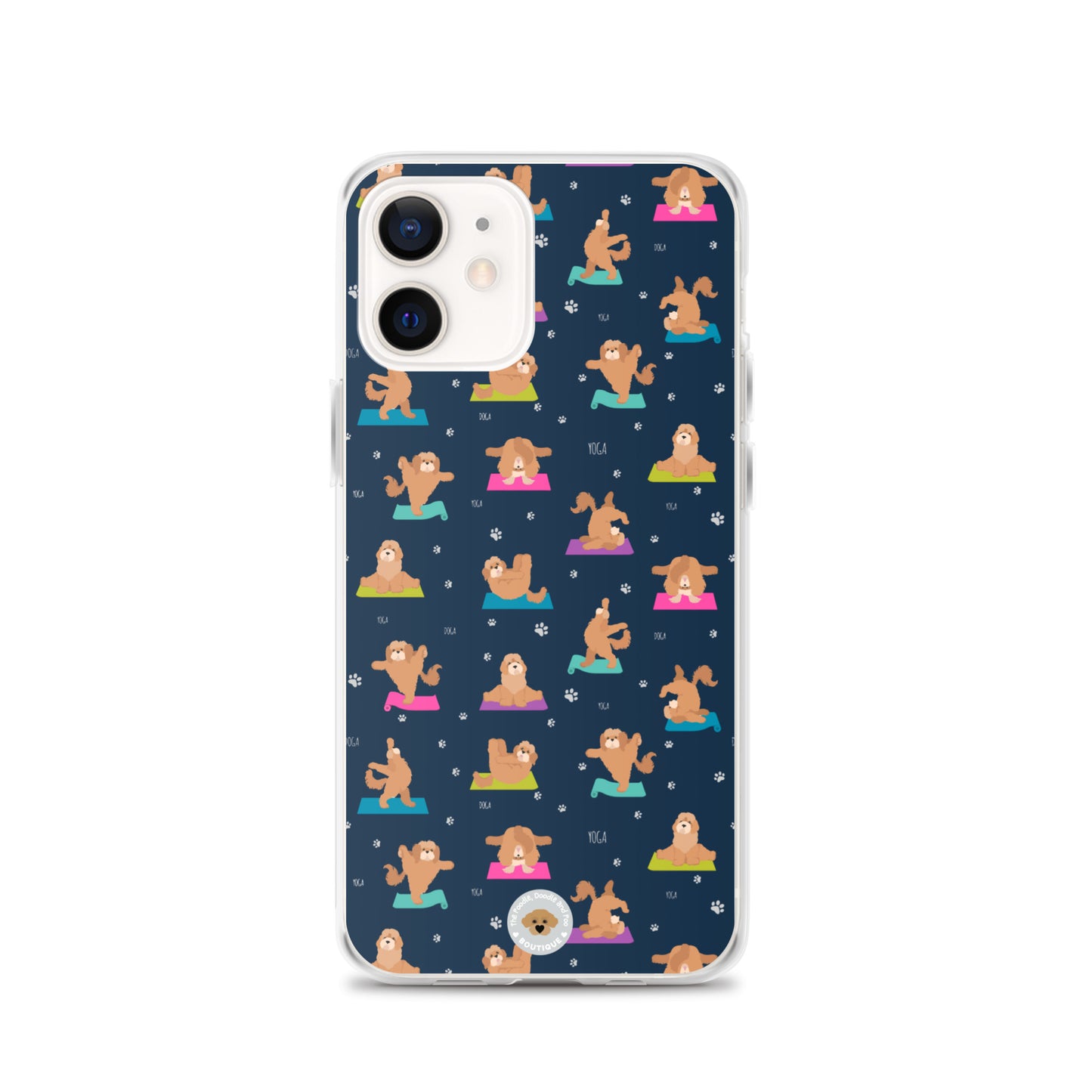 "Yoga Poos" Clear Case for iPhone® - multi-coloured on navy