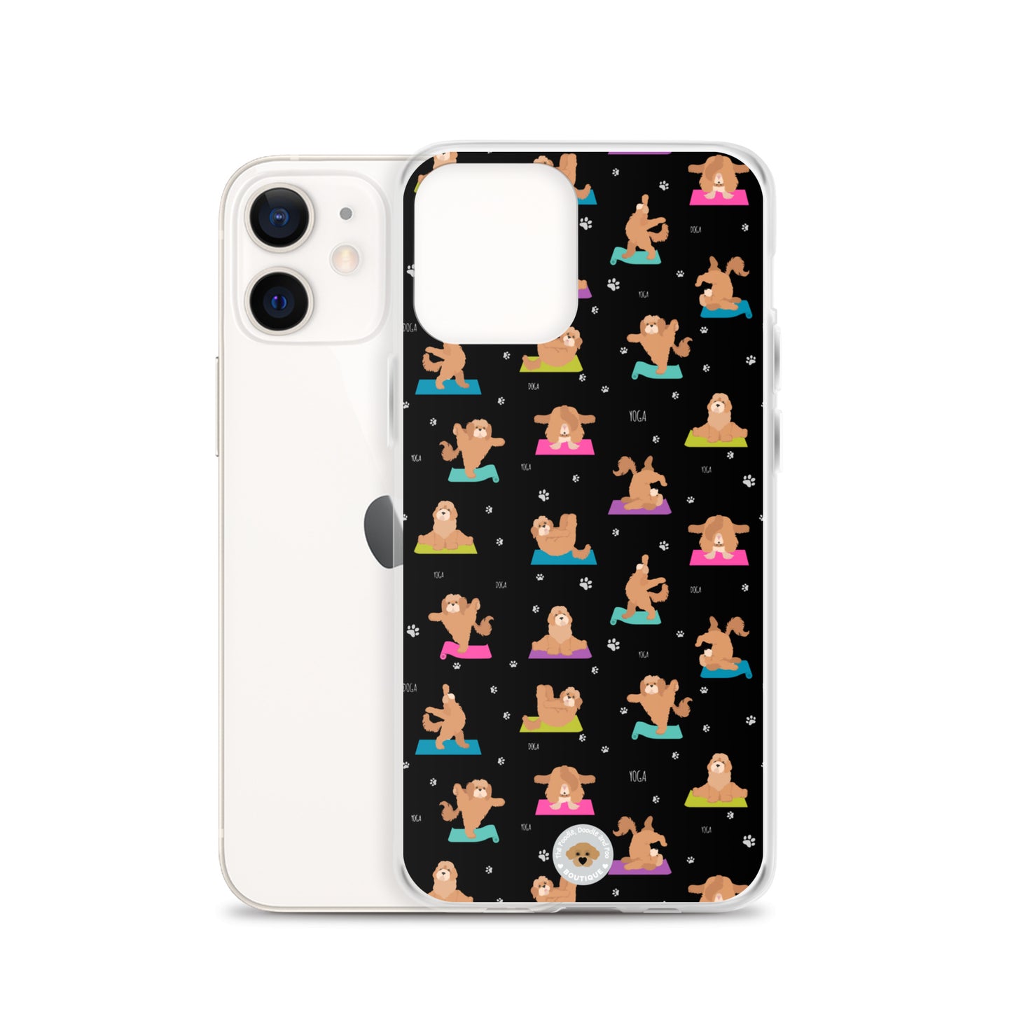 "Yoga Poos" Clear Case for iPhone® - mutli-coloured on black