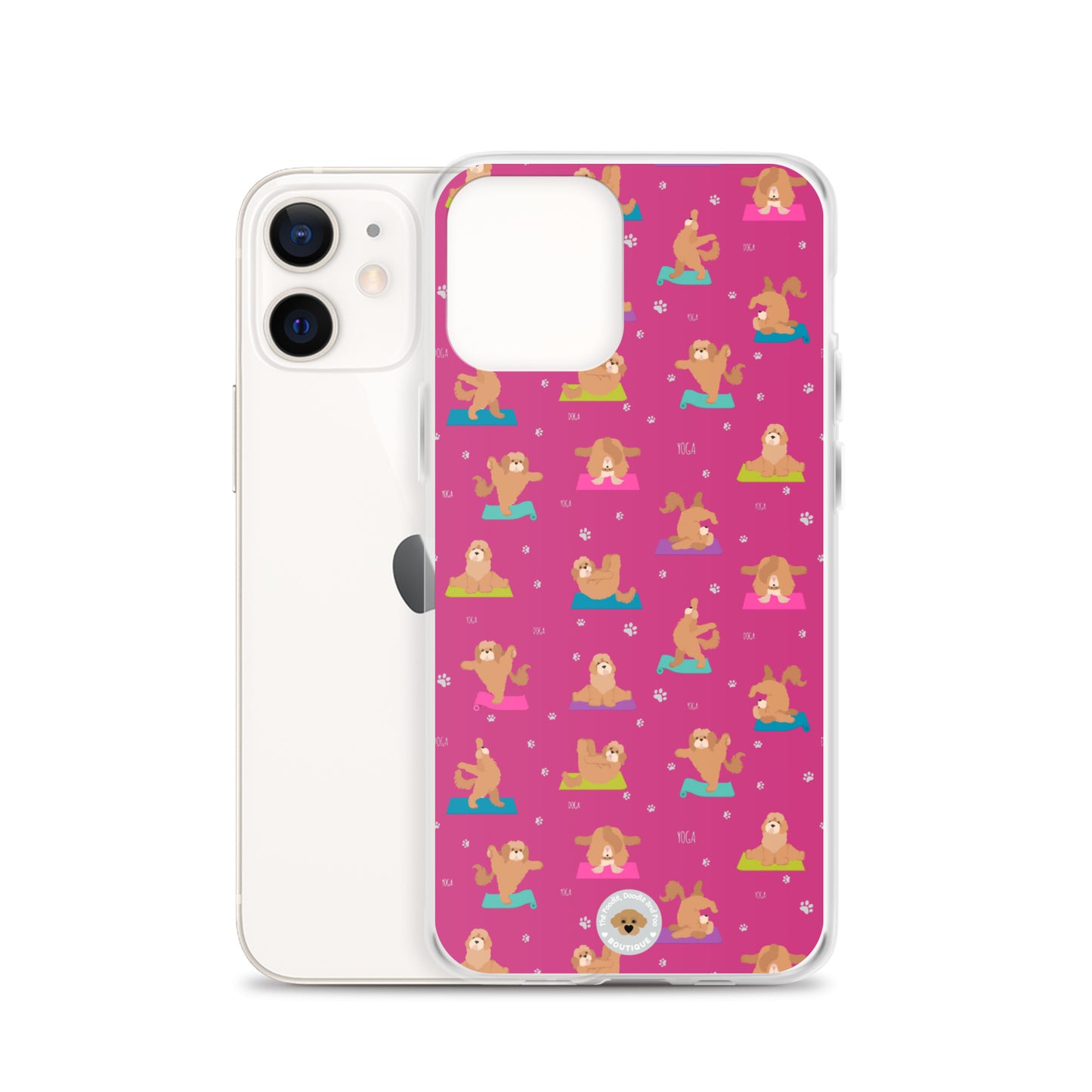 "Yoga Poos" Clear Case for iPhone® - multicoloured on pink