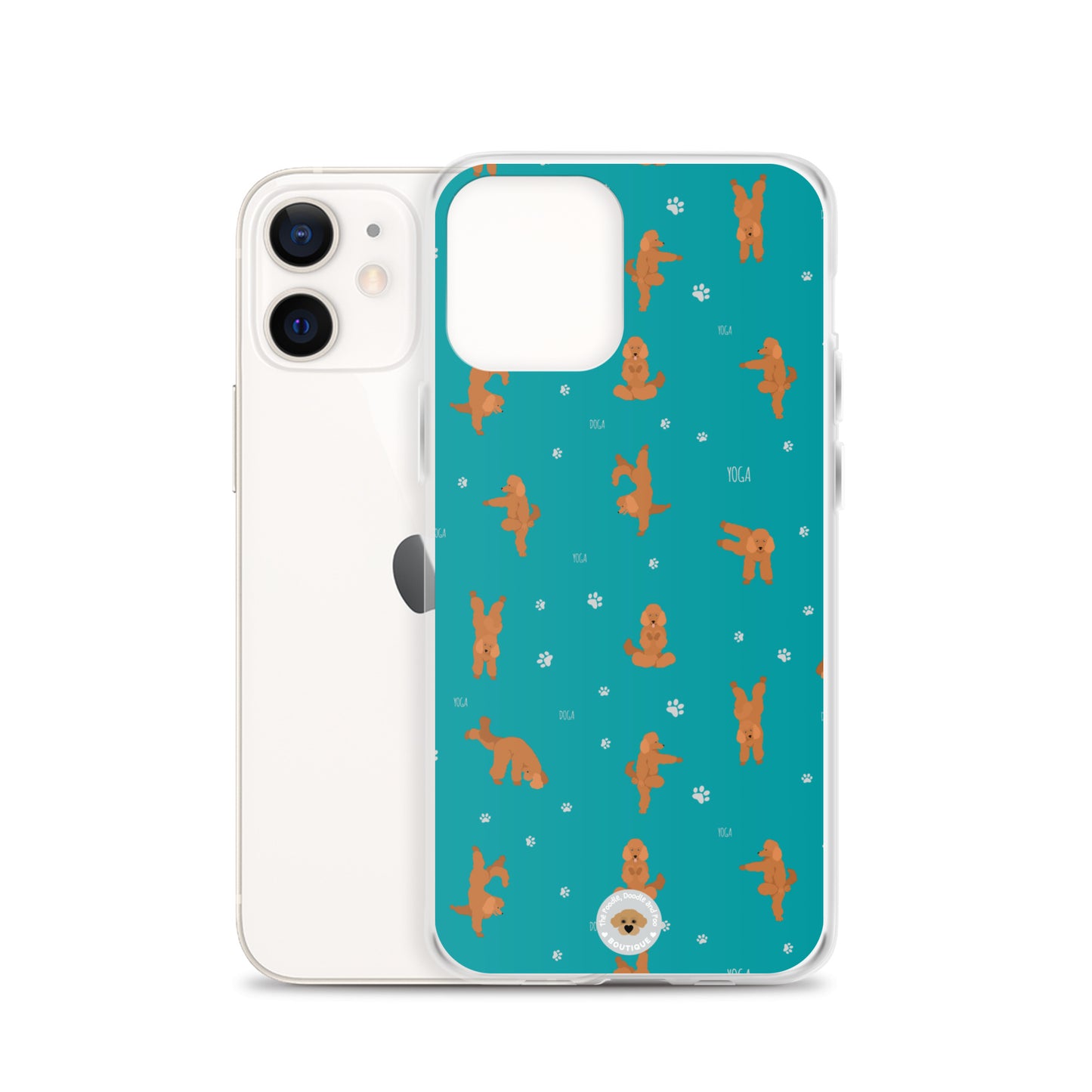 "Yoga Poodles" Clear Case for iPhone® - teal