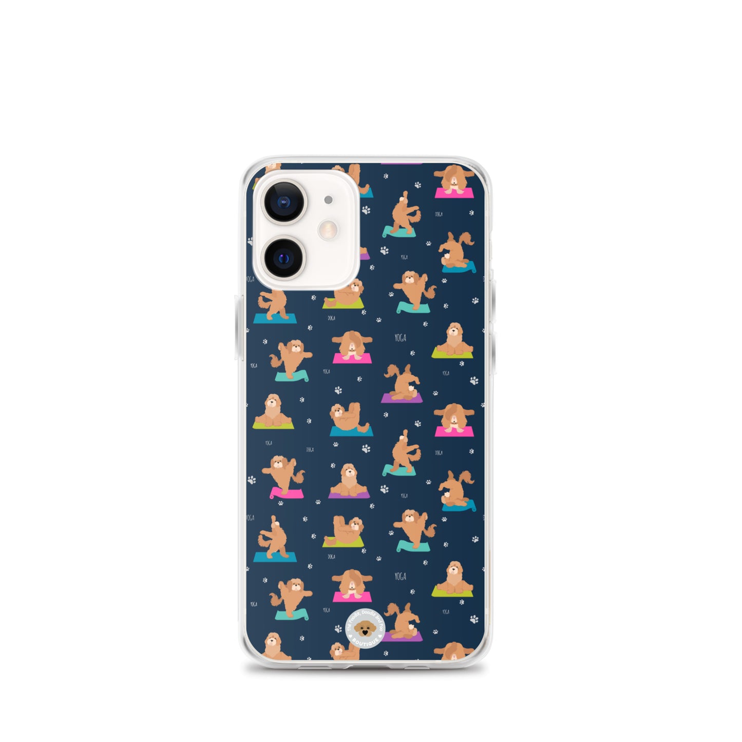 "Yoga Poos" Clear Case for iPhone® - multi-coloured on navy