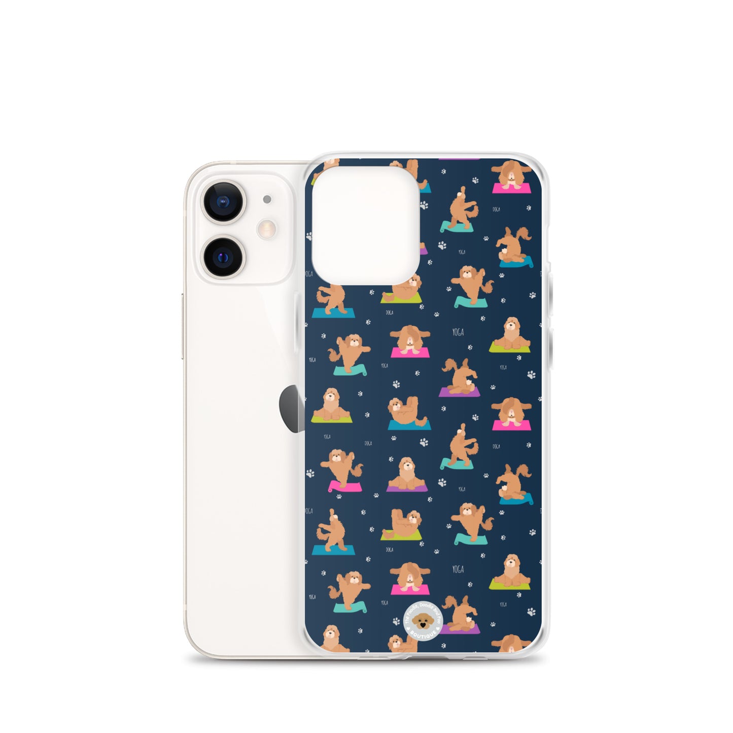 "Yoga Poos" Clear Case for iPhone® - multi-coloured on navy