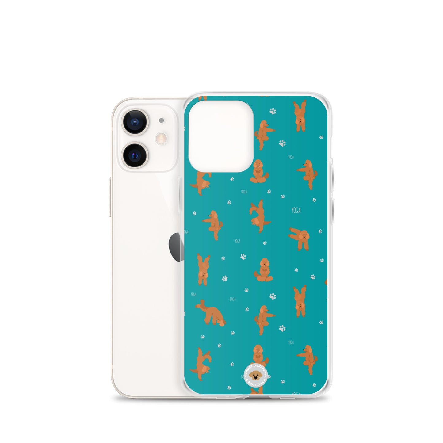 "Yoga Poodles" Clear Case for iPhone® - teal